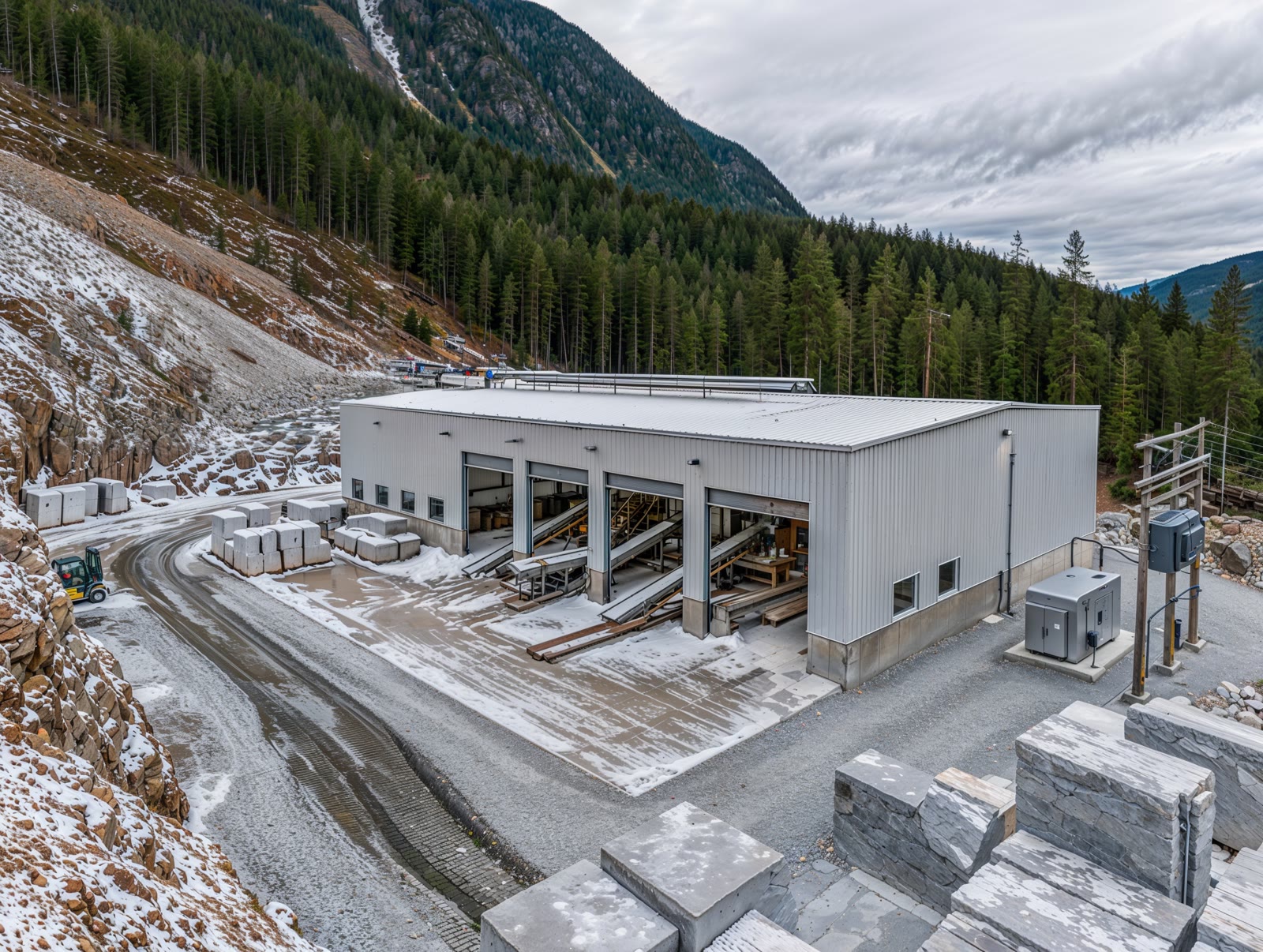 Rendering of the planned processing facility beside the quarry